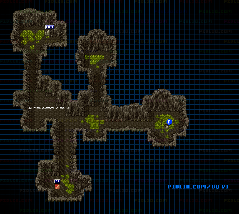 【夢の世界】川の抜け道・地下1階西側のマップ画像 ／ SFC版ドラゴンクエスト6攻略 ─ pidlio.com