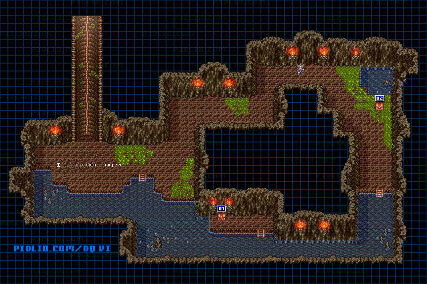 【夢の世界】ダーマ南の井戸のマップ画像 ／ SFC版ドラゴンクエスト6攻略 ─ pidlio.com