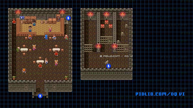 【夢の世界】ひょうたん島・行き・船内のマップ画像 ／ SFC版ドラゴンクエスト6攻略 ─ pidlio.com