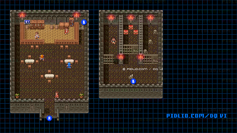 【夢の世界】ひょうたん島・帰り・船内のマップ画像 ／ SFC版ドラゴンクエスト6攻略 ─ pidlio.com