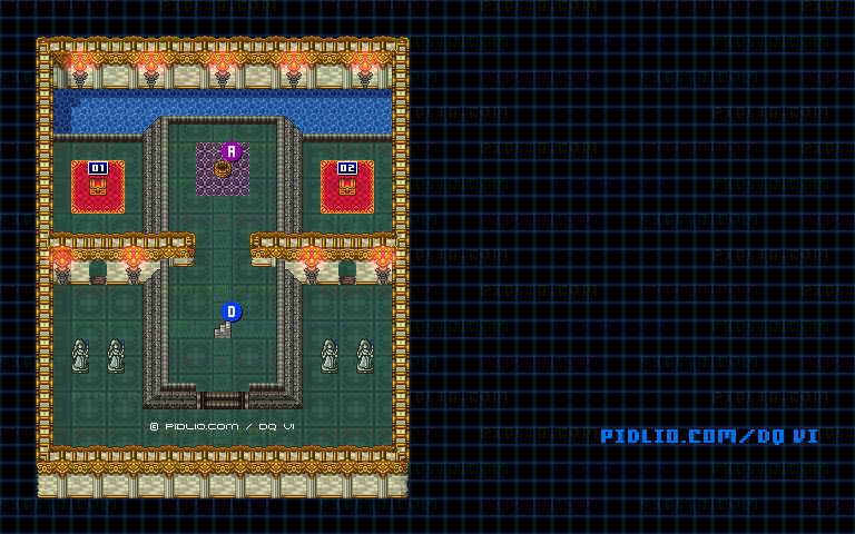 【夢の世界】ダーマ神殿・地下2階のマップ画像 ／ SFC版ドラゴンクエスト6攻略 ─ pidlio.com
