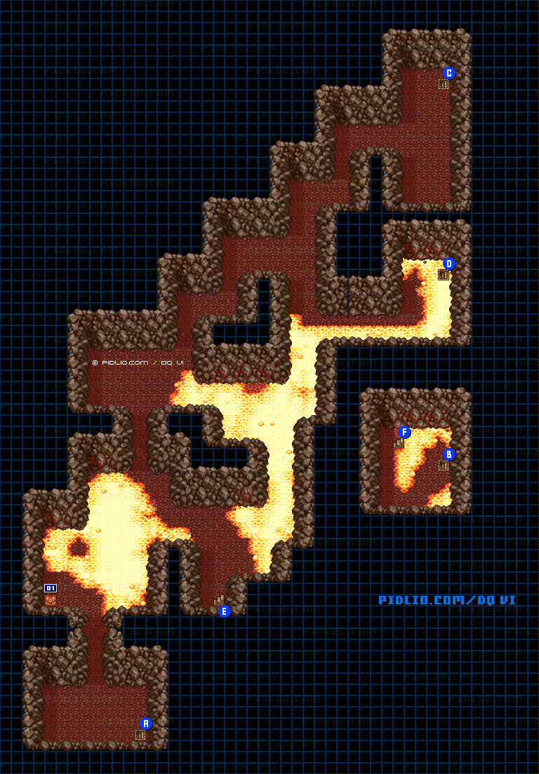 【現実の世界】ムドーの島・2階のマップ画像 ／ SFC版ドラゴンクエスト6攻略 ─ pidlio.com