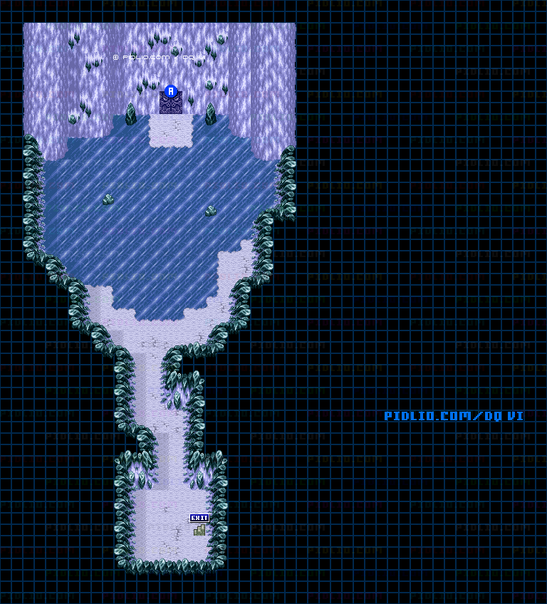 【現実の世界】氷の洞窟・地下1階外のマップ画像 ／ SFC版ドラゴンクエスト6攻略 ─ pidlio.com