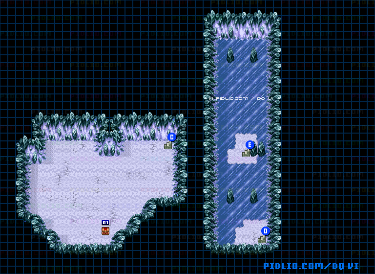 【現実の世界】氷の洞窟・地下3階のマップ画像 ／ SFC版ドラゴンクエスト6攻略 ─ pidlio.com