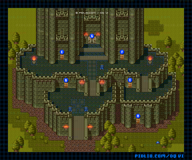 【現実の世界】ヘルクラウド城・外観のマップ画像 ／ SFC版ドラゴンクエスト6攻略 ─ pidlio.com