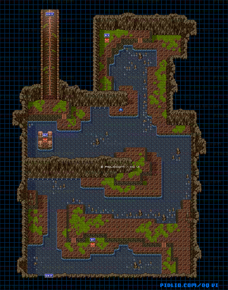 【海底世界】レイドックの井戸のマップ画像 ／ SFC版ドラゴンクエスト6攻略 ─ pidlio.com