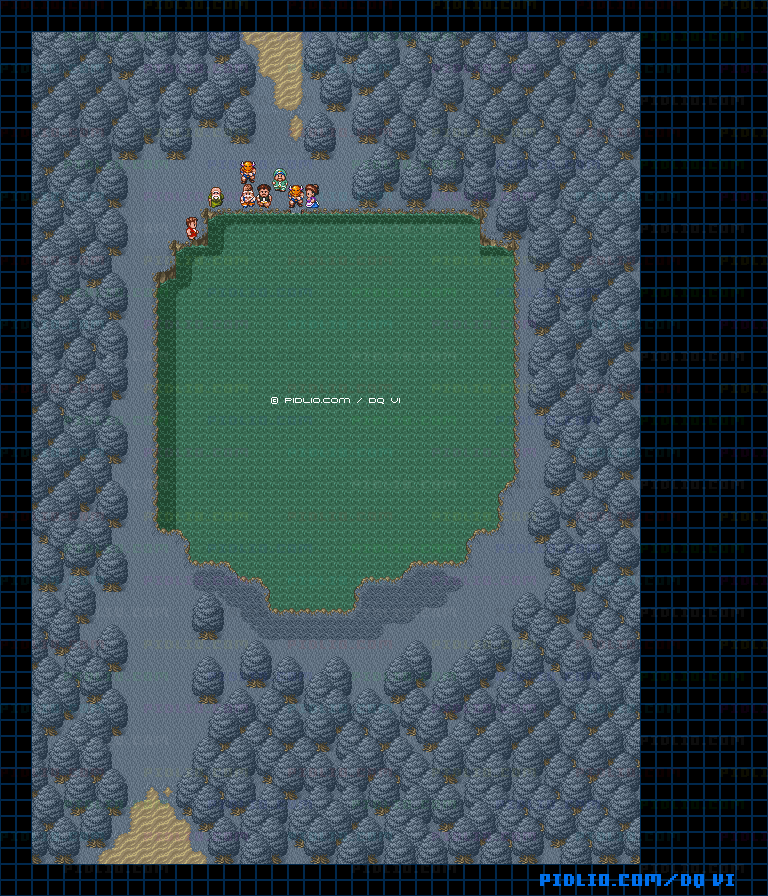 【はざまの世界】森の湖・通常時のマップ画像 ／ SFC版ドラゴンクエスト6攻略 ─ pidlio.com